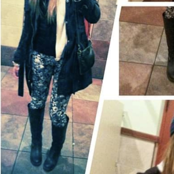 H&M Jeggings Black and White Floral Print Size 8 with back pockets - Picture 7 of 7